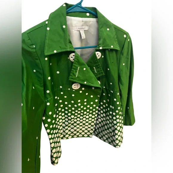 Green Polka Dot Women's Jacket Dress Barn size Small - Picture 2 of 3